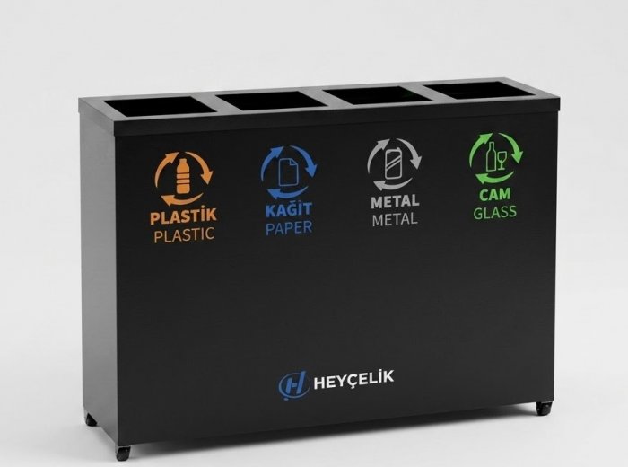 4'lü Metal Sıfır Atık Kutusu ile Kurumsal Geri Dönüşüm Yönetiminde Profesyonel Çözümler