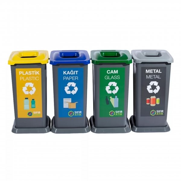 70 Lt Plastik Sıfır Atık Kutusu Seti | Sıfır Atık Ayrıştırma Ünitesi | Hey Çelik (SK-70)