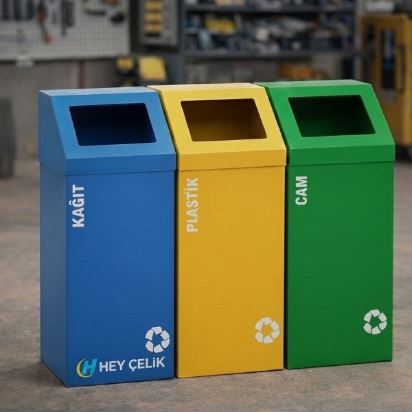  3'Lü Sıfır Atık Kutusu | Hey Çelik Üretici Firma  (SAK-103)
