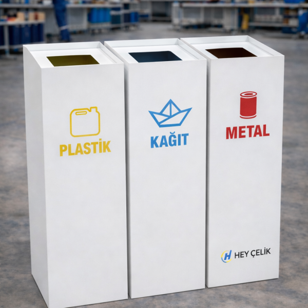 3 Lü Sıfır Atık Kutusu | Hey Çelik Üretici Firma (SAK-409)