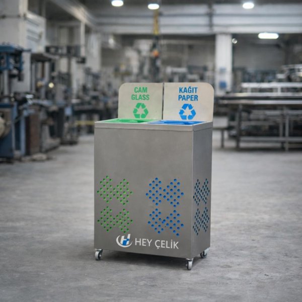 2 Li Sıfır Atık Geri Dönüşüm Kutusu  | Hey Çelik Üretici Firma (GD-1006)