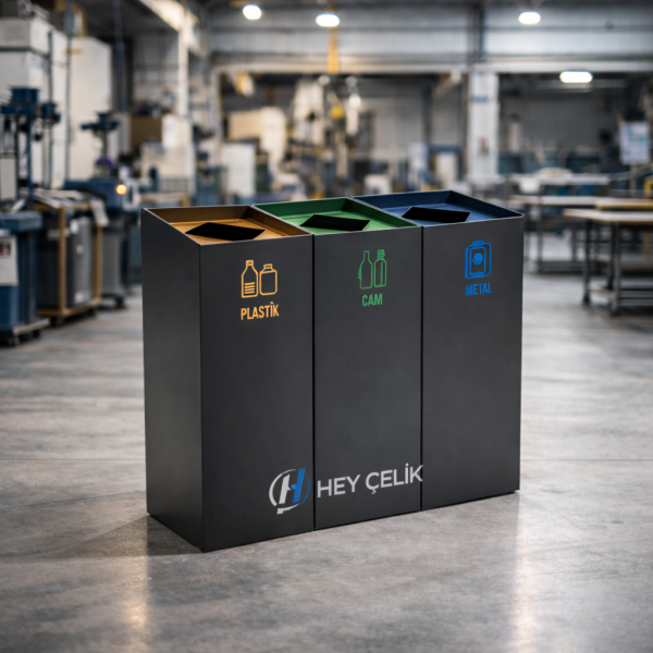 3 Lü Sıfır Atık  Kutusu | Hey Çelik Üretici Firma (SAK-504)