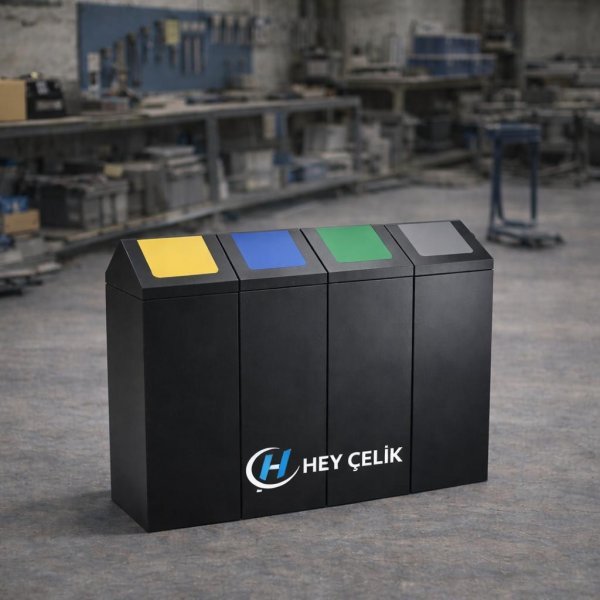 4 Lü Sıfır Atık Kutusu  | Hey Çelik Üretici Firma (SAK-304)